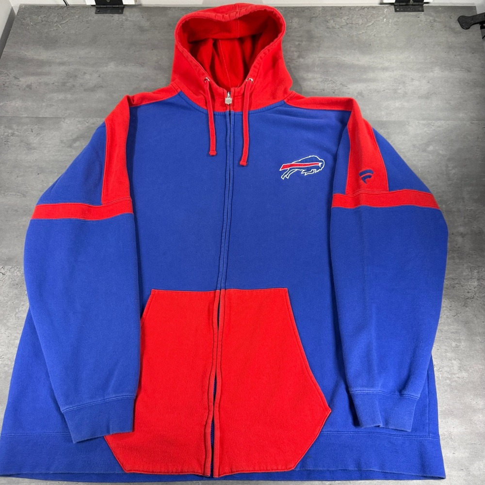 Buffalo Bills Hoodie Mens 4XLT Full Zip Blue Red NFL Football Fanatics EUC